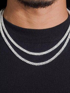 5MM VVS Moissanite Cuban Link Diamond Chain Iced Out 925 Sterling Silver Jewelry